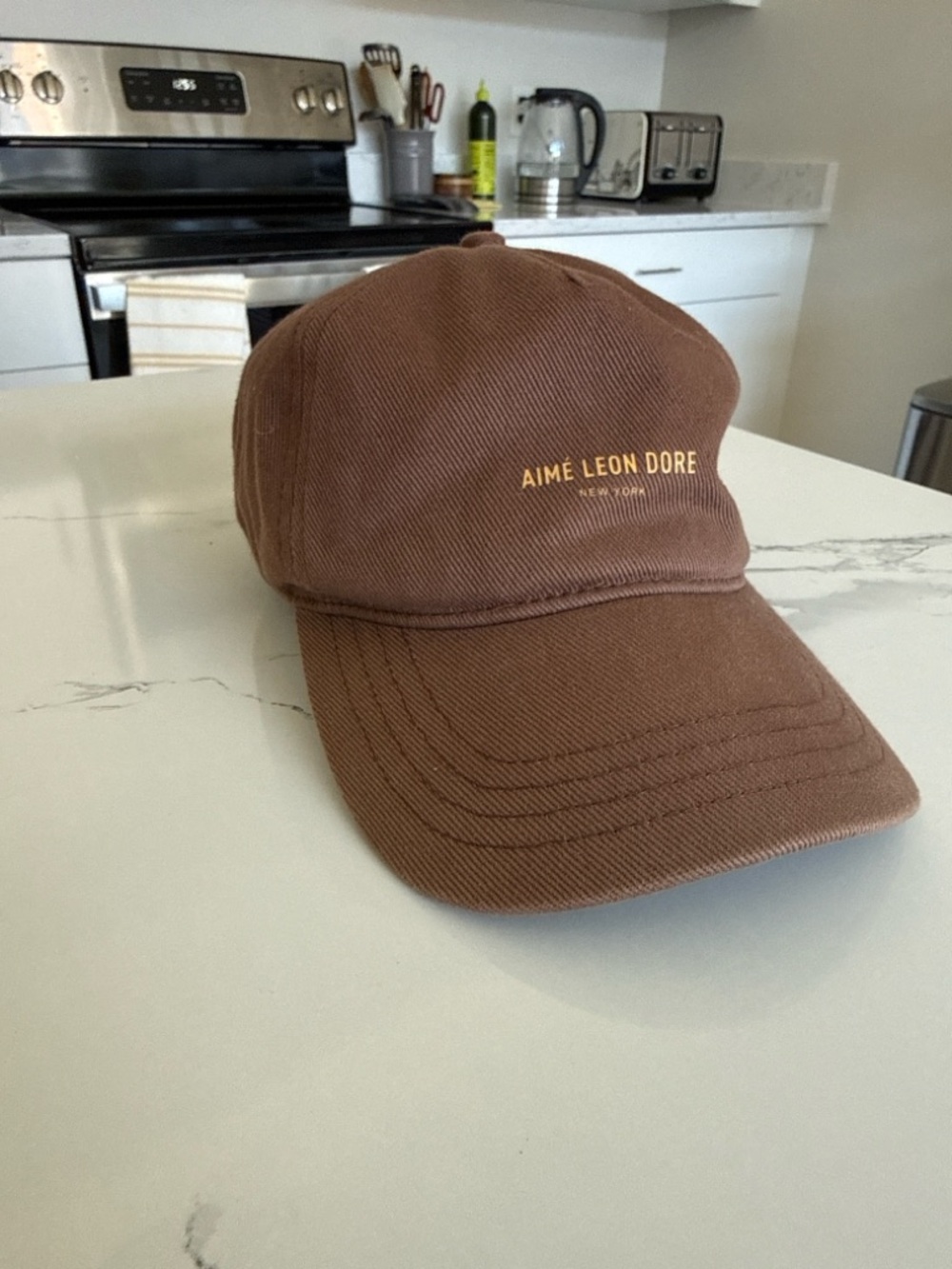 Aime Leon Dore Chocolate Brown Baseball Cap with Gold Logo